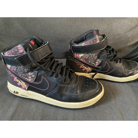 CI2304-001 Nike Air Force 1 High Black Floral Size 9 - Picture 1 of 11